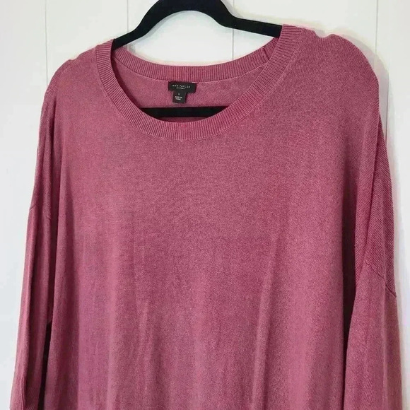 Ann Taylor Factory Mauve Sweater Boxy 3/4 Sleeve Lightweight Size L - Picture 5 of 7
